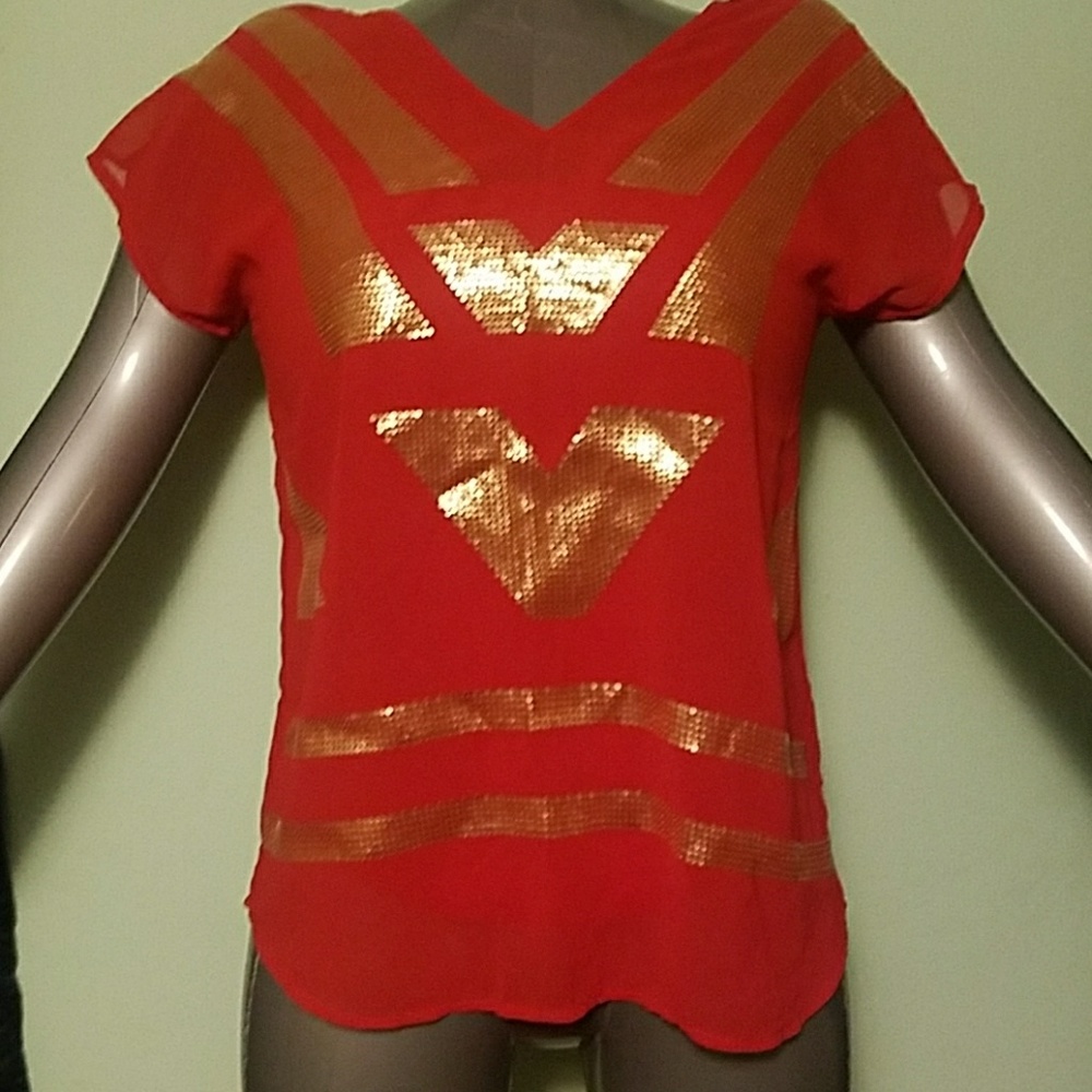 Go to Mercari Worthington Petite Red Gold Sequin